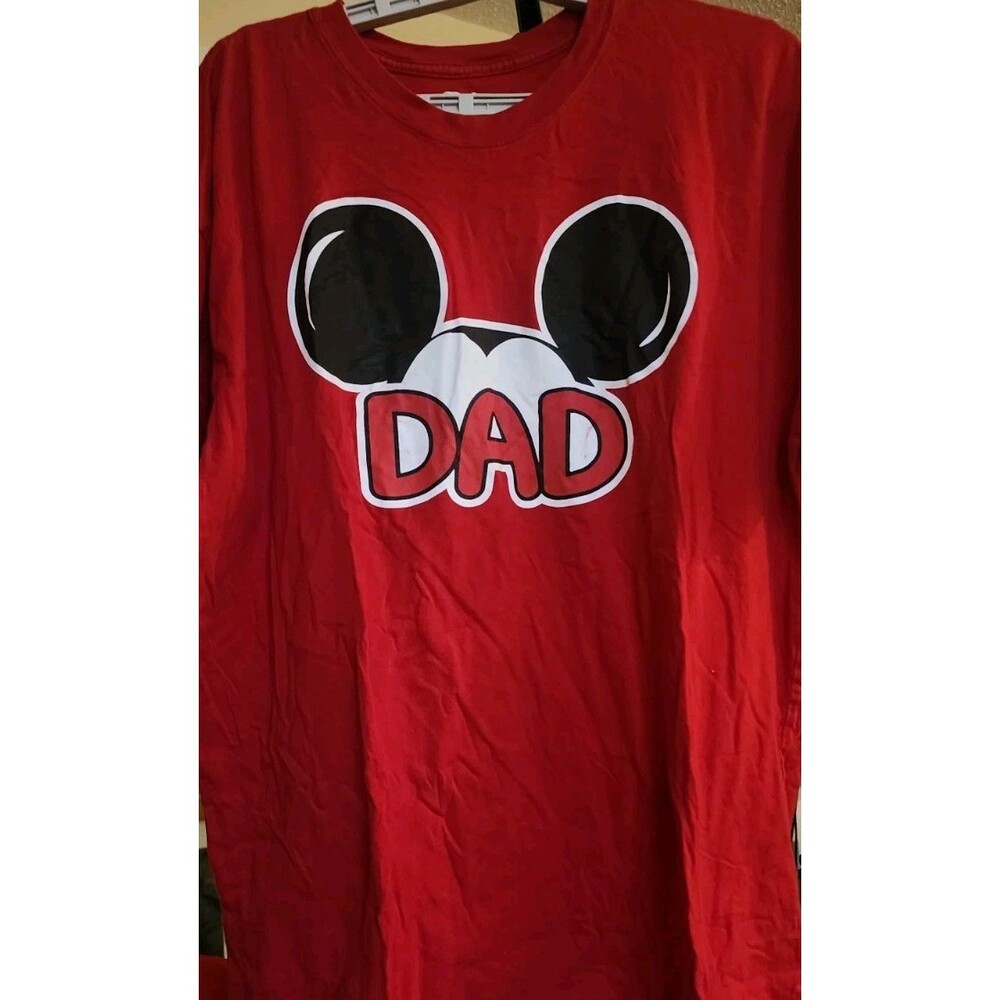 Disney Mickey Mouse Dad T-Shirt Mens XL Red Short Sleeve Graphic Tee CR80 Cotton - Picture 5 of 7